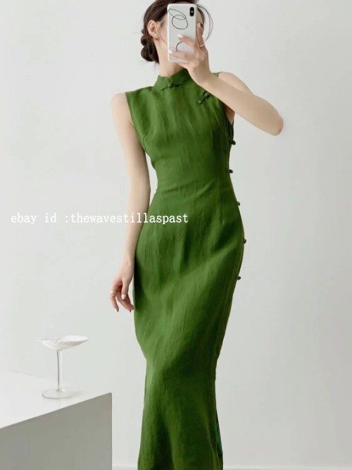 Vintage Art Dress Chinese Style Daily Improved Qipao Sexy Sleeveless Slit Qipao