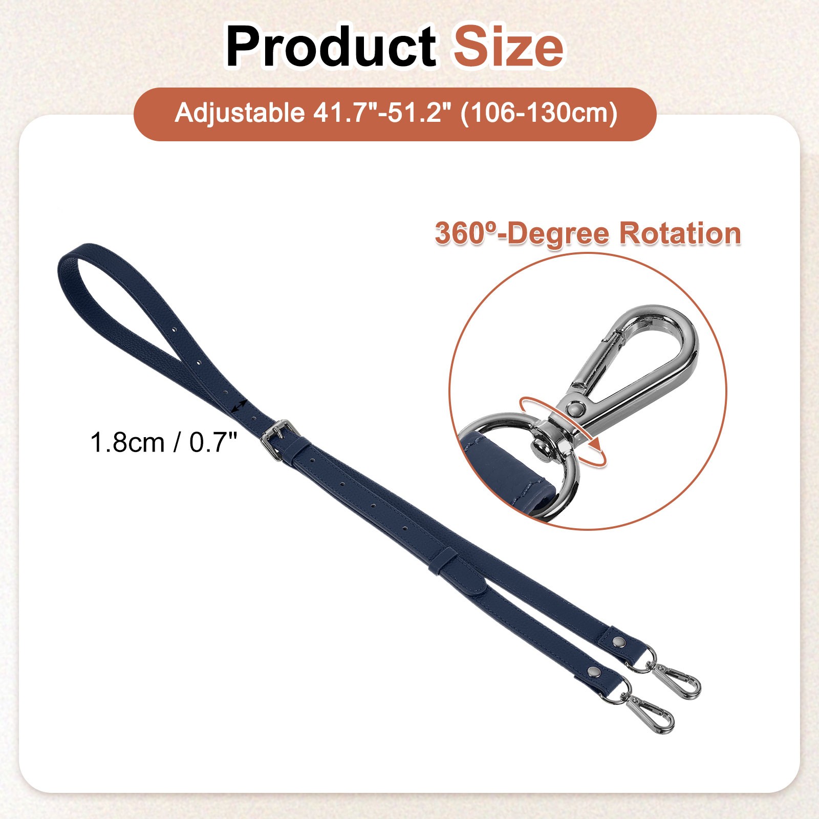 0.7″ Genuine Leather Purse Strap for Bag Dark Blue Black Buckle