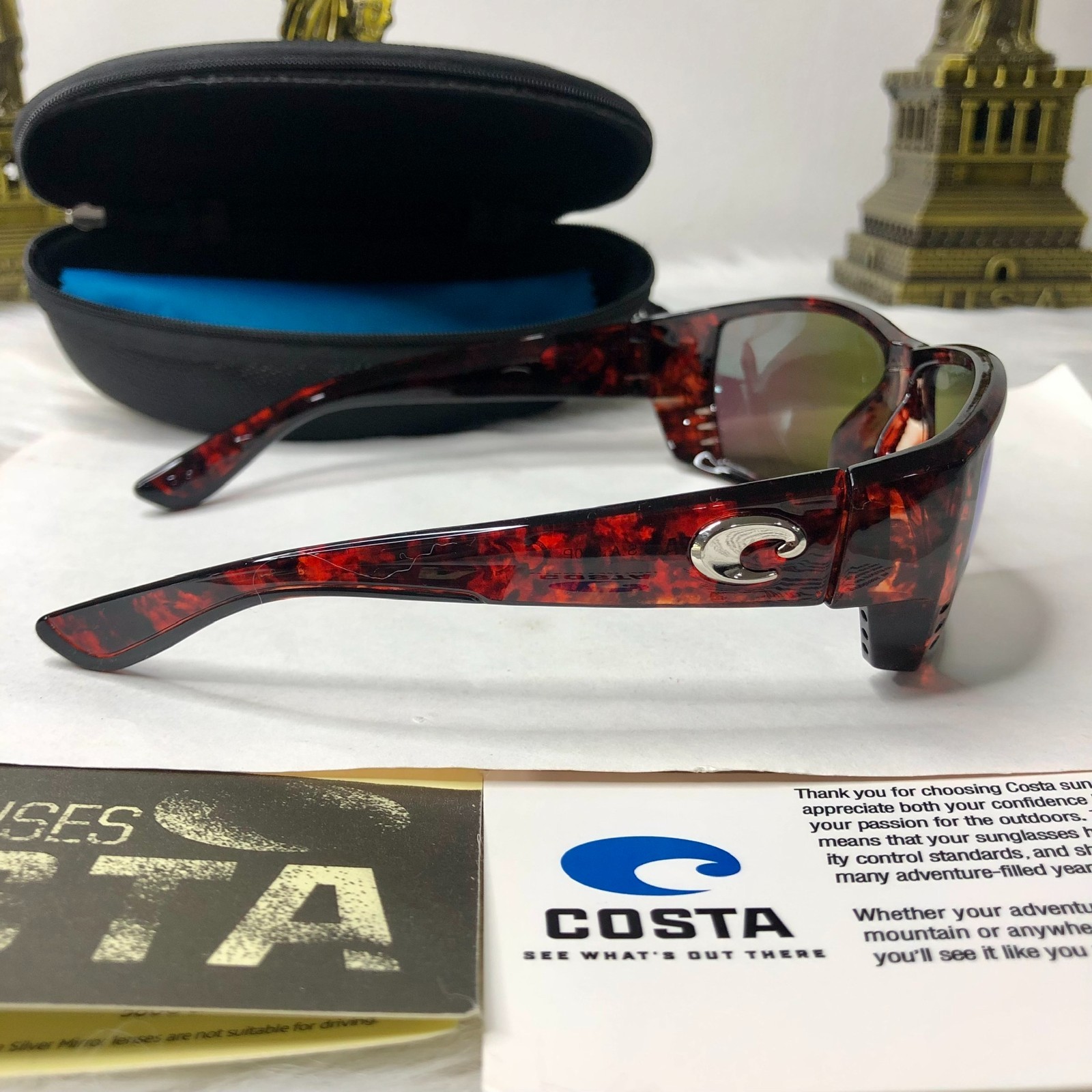NEW Costa Del Mar Fantail Polarized Sunglasses Tortoise Blue Mirror 580P UV400