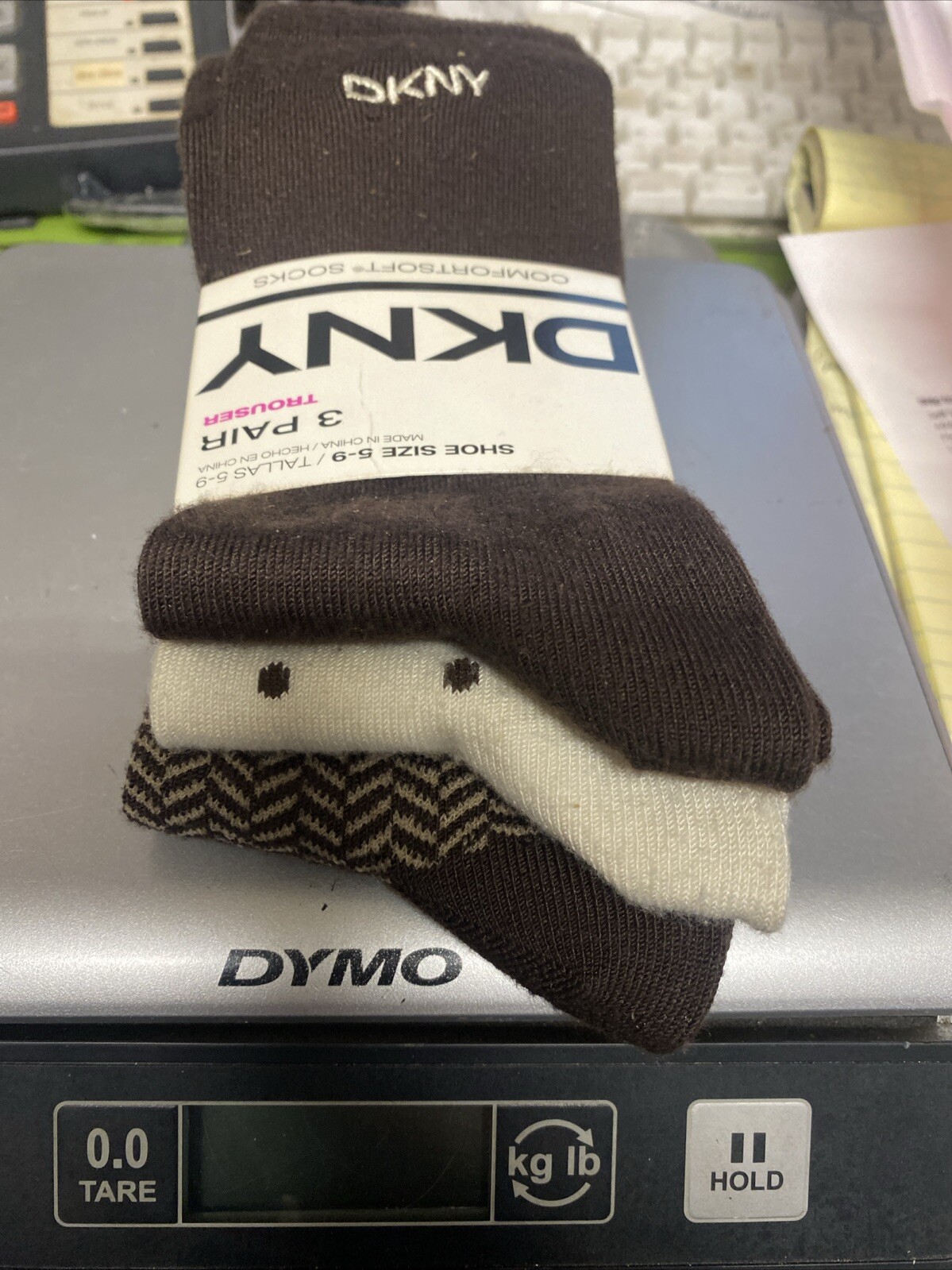 DKNY Trouser Socks, 3 Pack Women set of 3, Brown/Beige w/dots