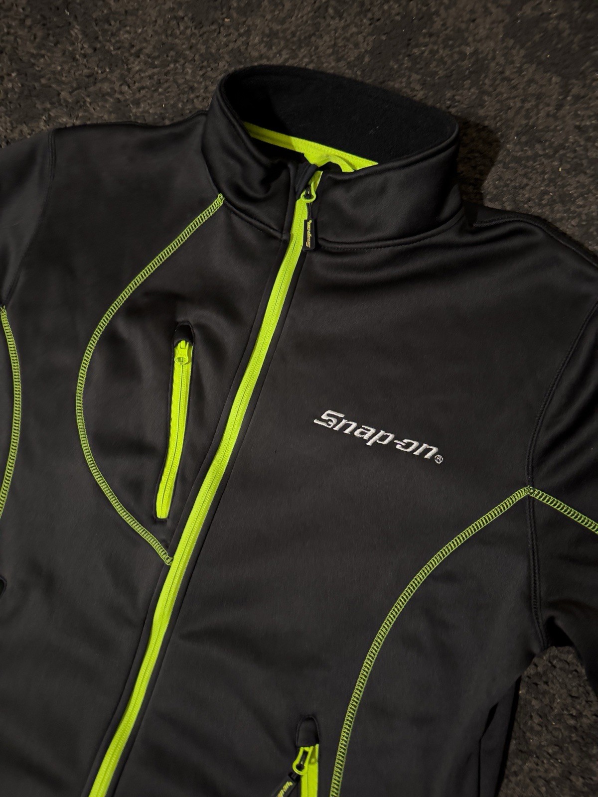 Snap-on Men’s Black Green Full Zip Jacket with Multiple Pockets Size M
