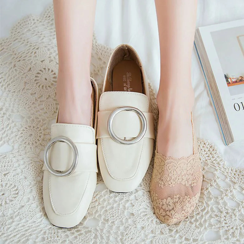 5 Pairs Socks Women’s Lace Invisible Short Ankle Foot Cotton White Low Cut Boat