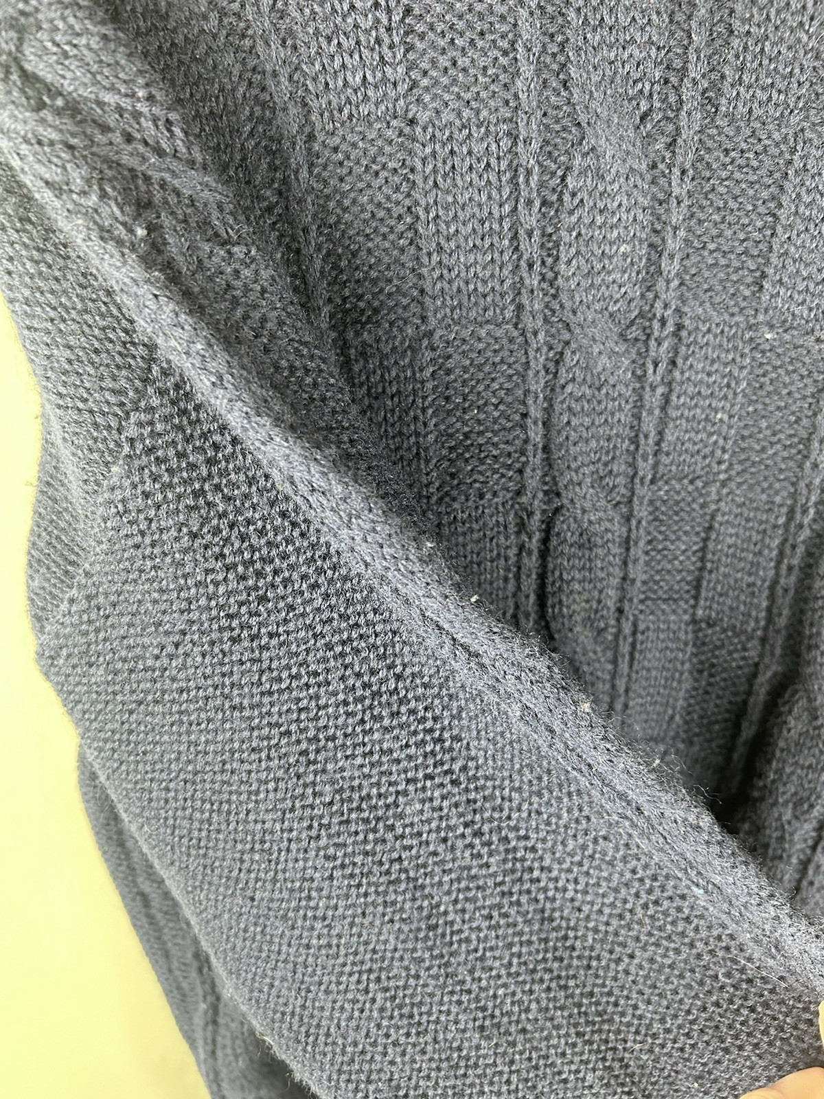 Jack Henry Mens Sweater Pullover 100% Wool Large Navy Blue Fisherman Grandpa