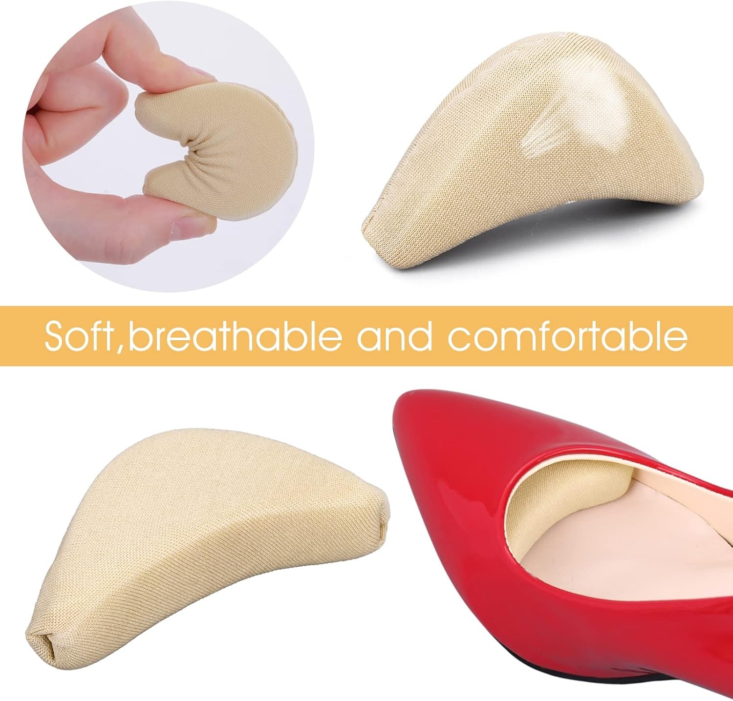 2 Pairs Soft Sponge Adjustable Shoe Filler， Big Toe Plug Foot Brace Shoe Pads