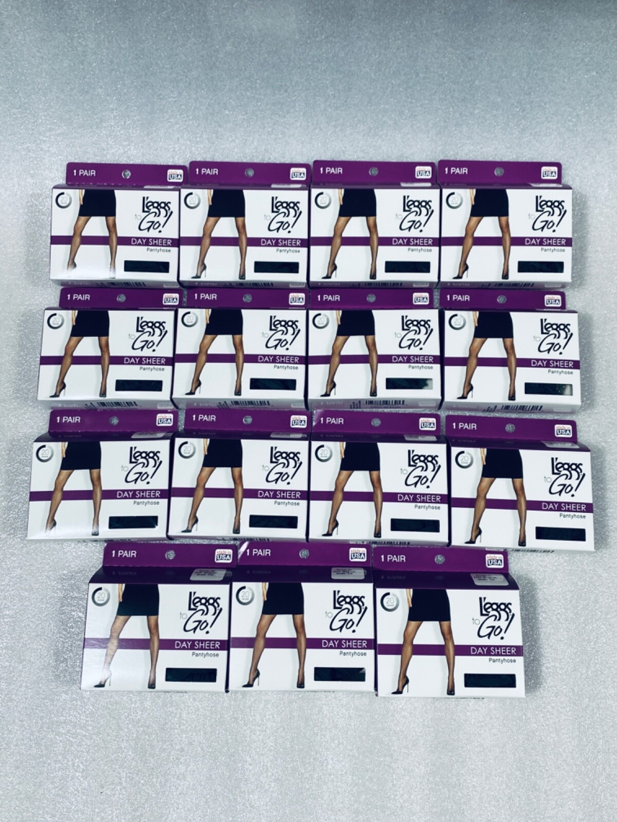 Lot Of 15 New – L’eggs to Go! Day Sheer Pantyhose – Size Q – Off Black Sheer Toe
