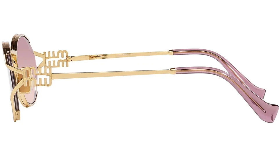 Miu Miu MU 52YS Pink Gradient Lens Gold Metal Oval Sunglasses New With Box