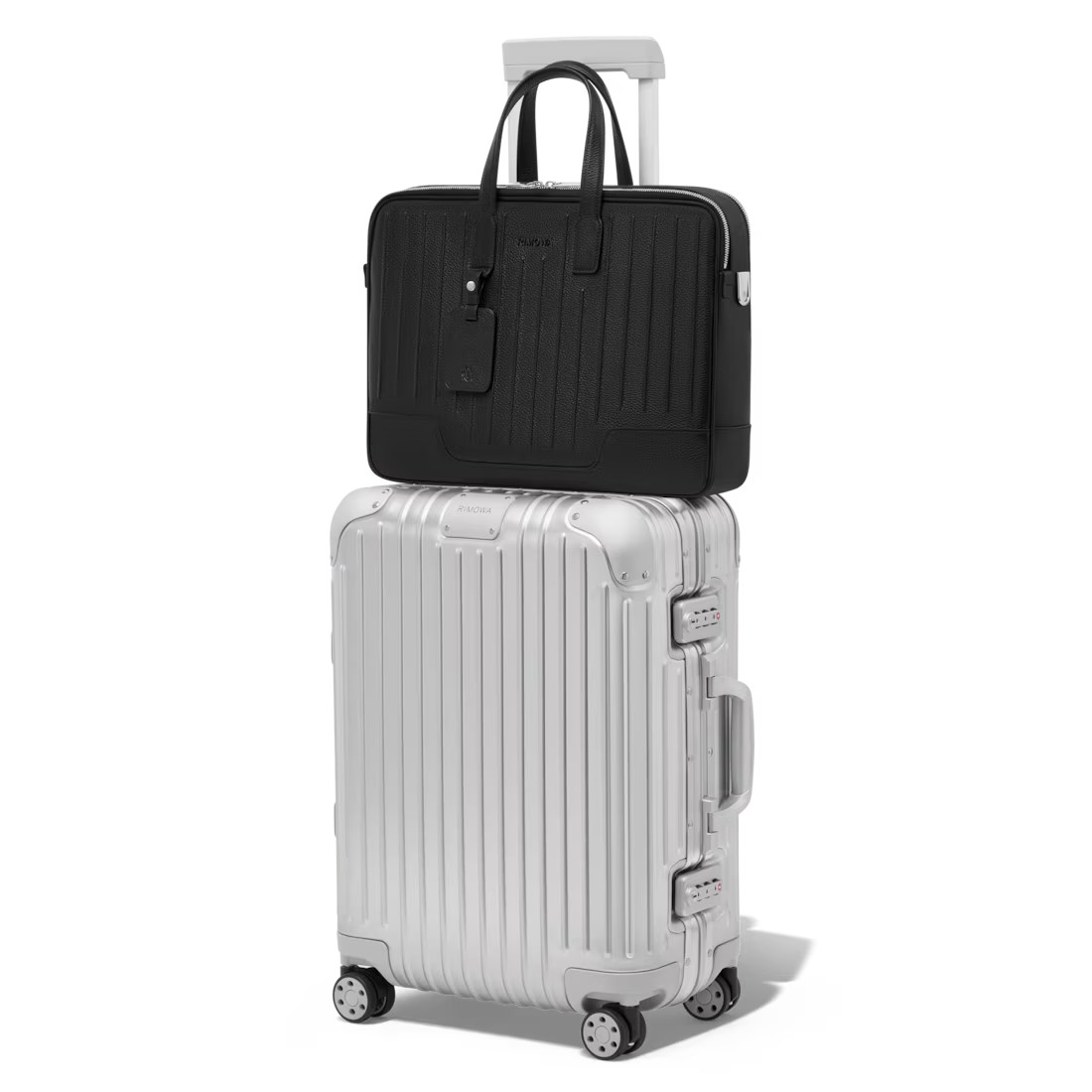 RIMOWA Never Still Leather Briefcase, Black, $1,790 Retail