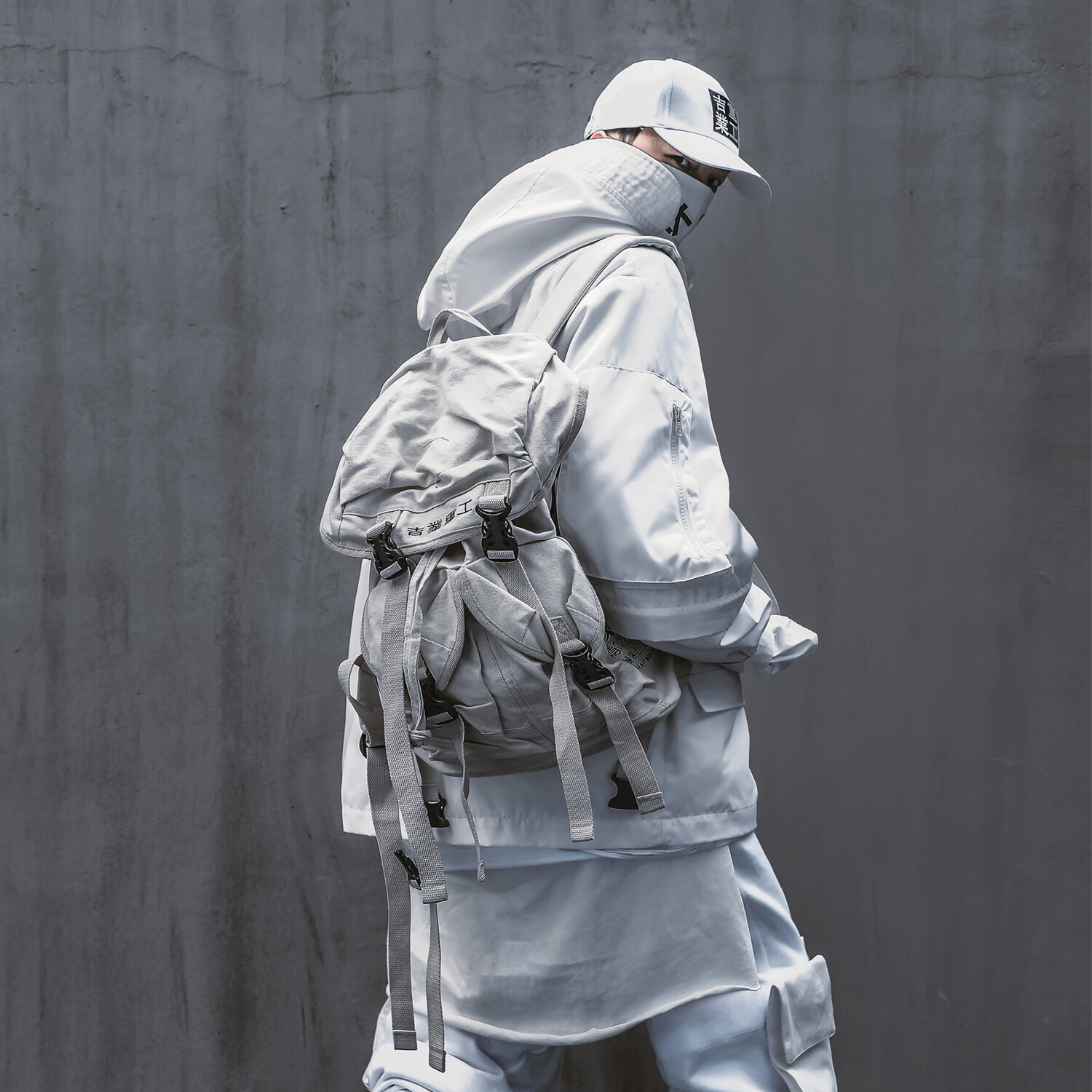 MFCT Men’s Techwear Atom Bomb Windbreaker Cyber Jacket with Detachable Hoodie