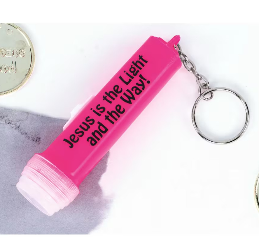 12 Pc Jesus Is The Light Flashlight Keychains Free Shipping US