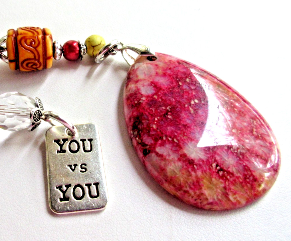 Positive Affirmation, Nipomo Key Ring, Purse Zipper, Pull & Clip 8.5 inches