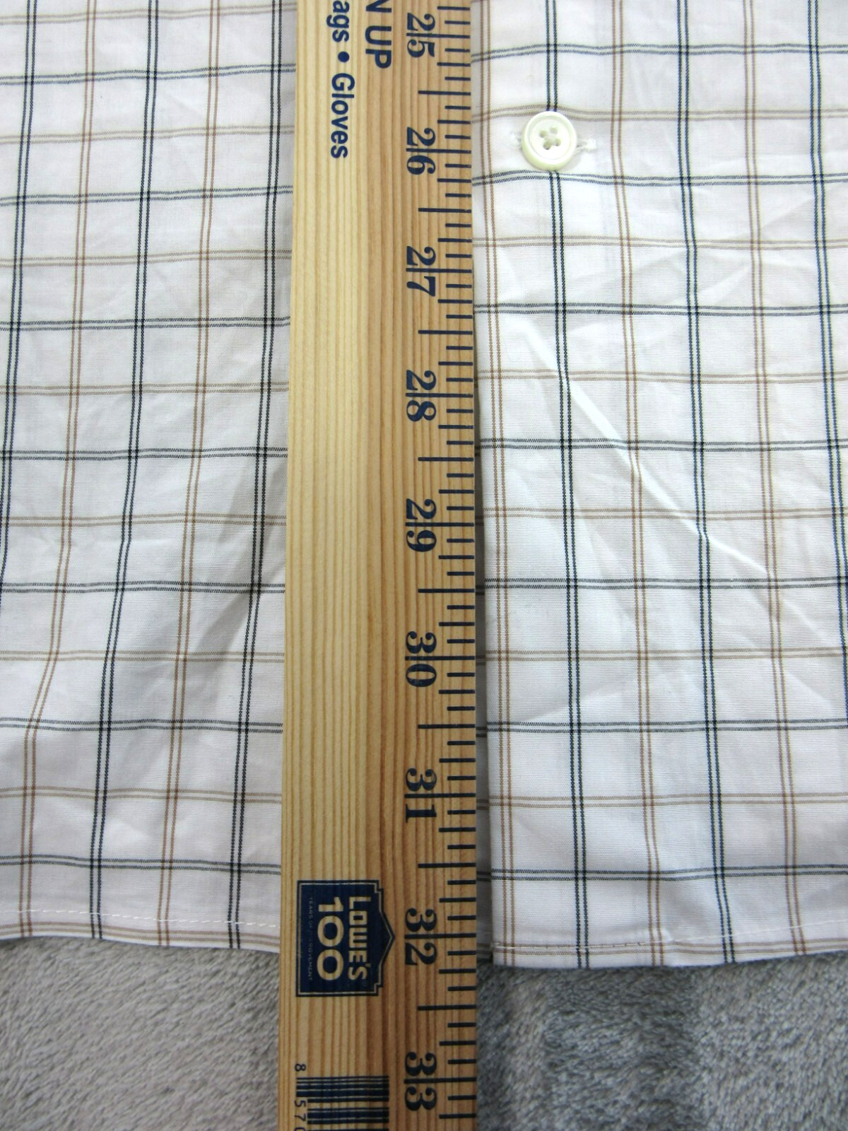 Banana Republic Shirt Mens XL Slim Fit Wrinkle Resistant Plaid Beige White