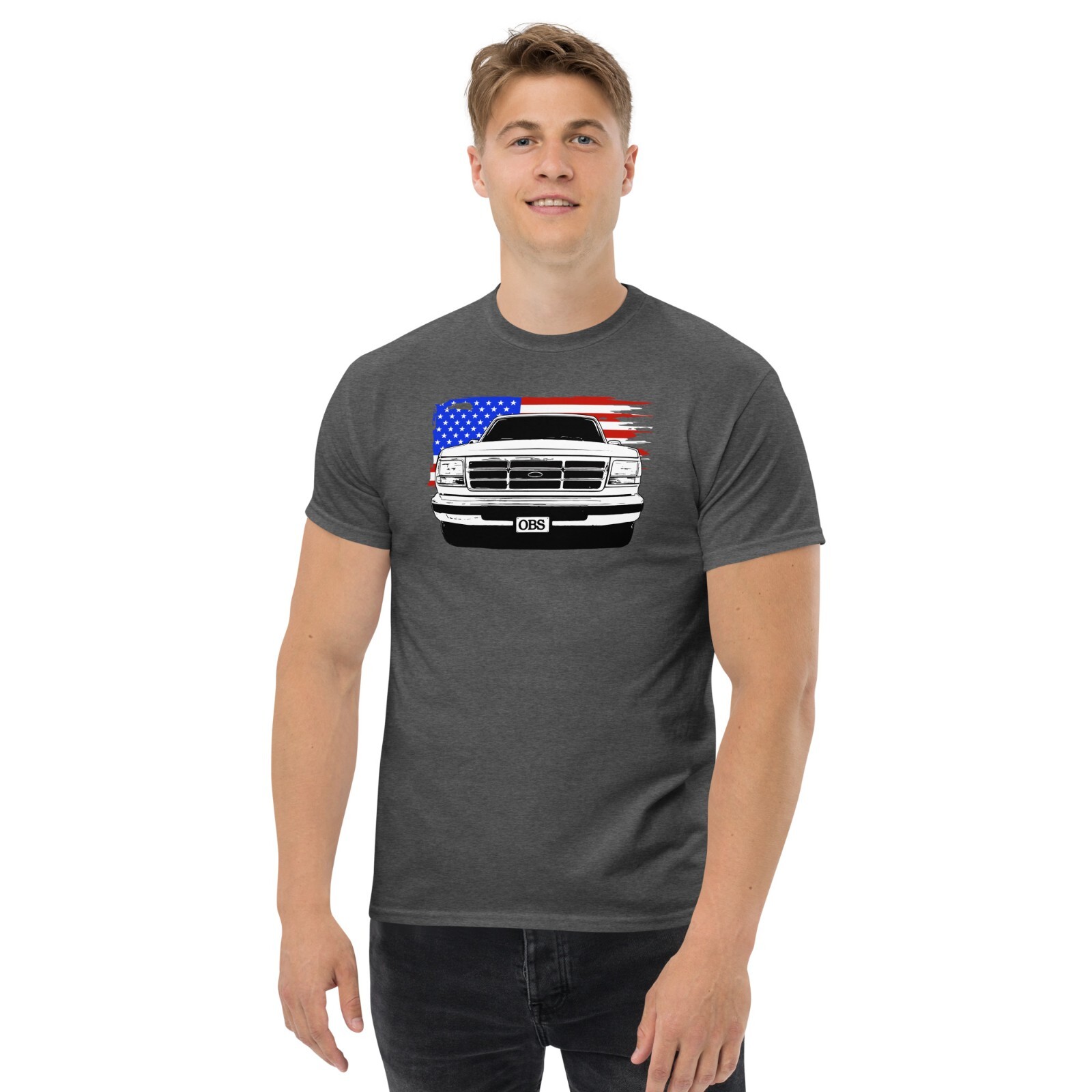 OBS T-Shirt Mnes 90s Ford Truck Shirt With American Flag