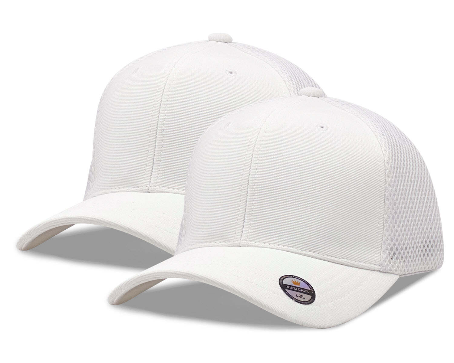 [2 Pack] Hybrid Stretch-Fitted Trucker Cap, Baseball Cap with Air Mesh