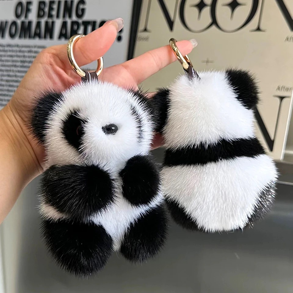 Cute Panda Plush Keychain Cartoon Bag Charm Soft Stuffed Pendant Car Key Ring 13