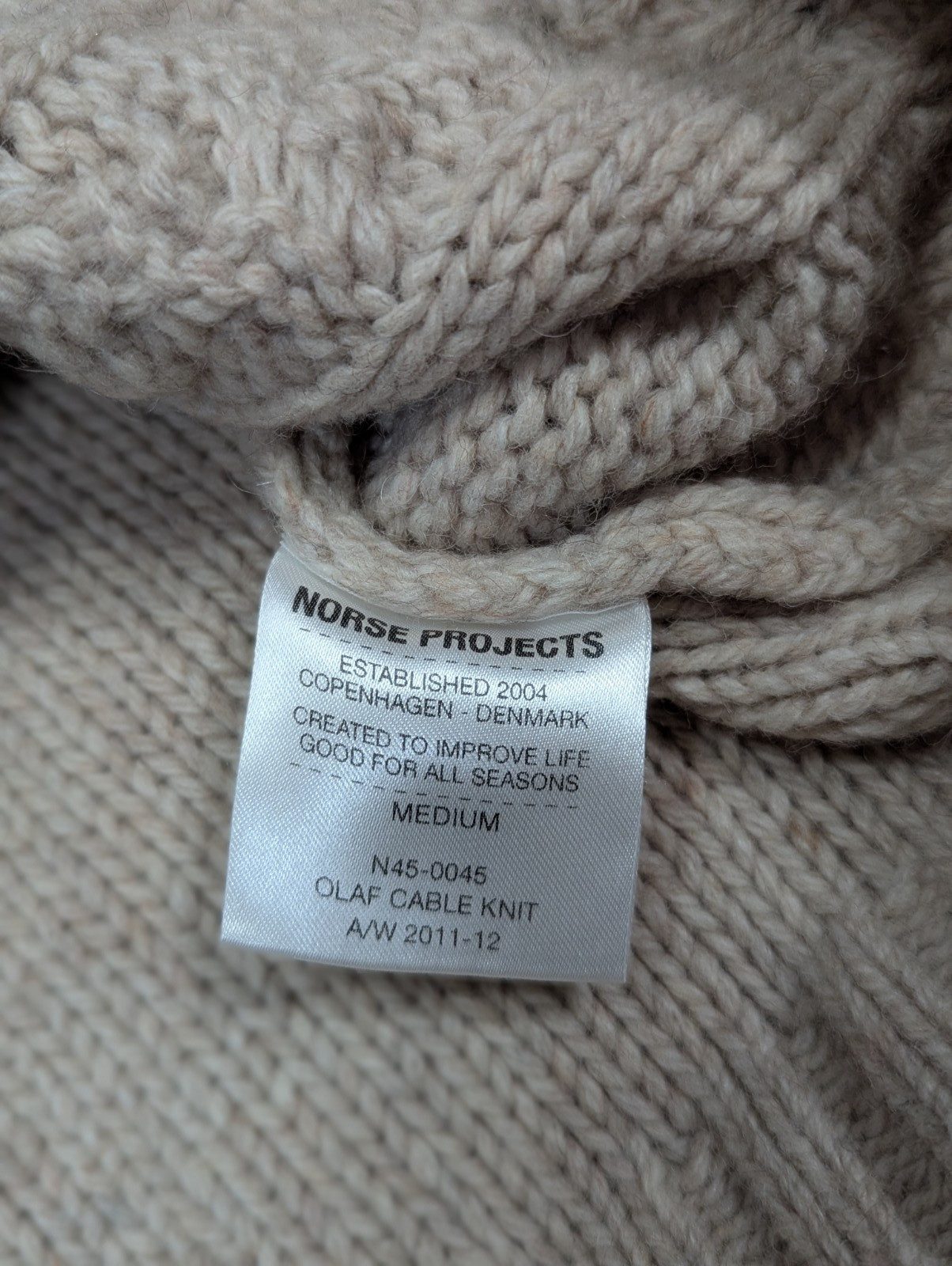 Norse Projects Jumper Womens S Wool Olaf Cable Knit Fisherman Preppy Sweater Top