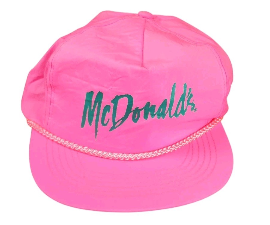 Hot Pink McDonald’s Nylon Otto Cap/hat Snapback Goldstar VTG 90’s