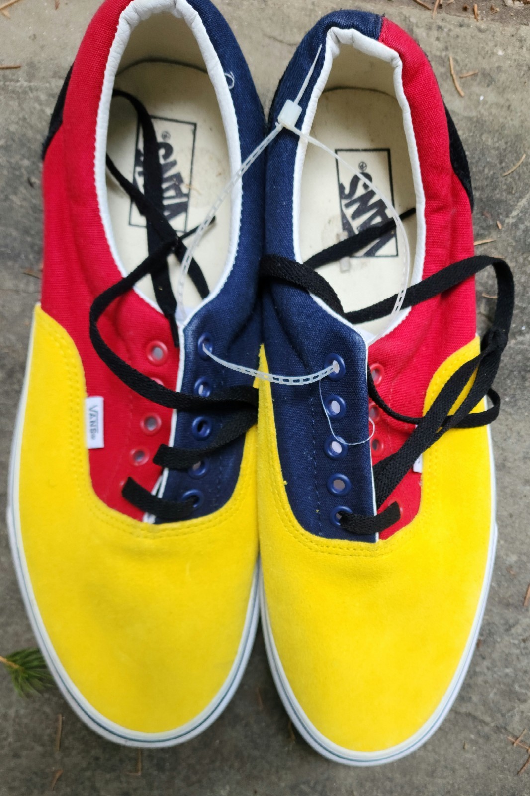 Vans Mans Multi Color Block Red,yellow,blue Suede And Canvas Sneakers Sz 11.5