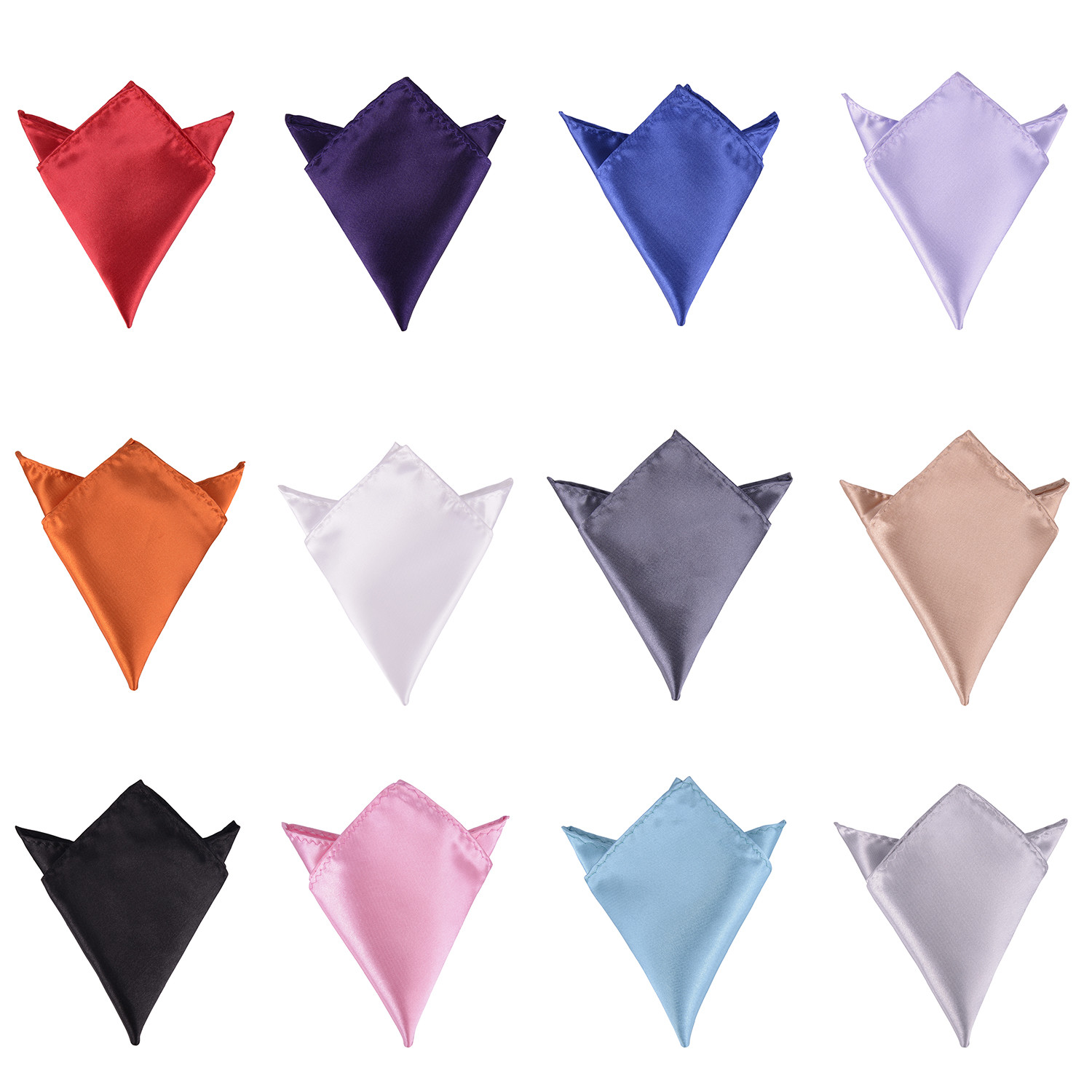 12 Pcs Mens Solid Mixed Color Pocket Squares Wedding Handkerchiefs