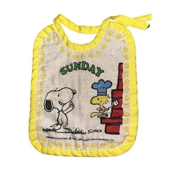 Vintage 60s Snoopy Days Of The Week Bibs & Sesame Street Place Mat