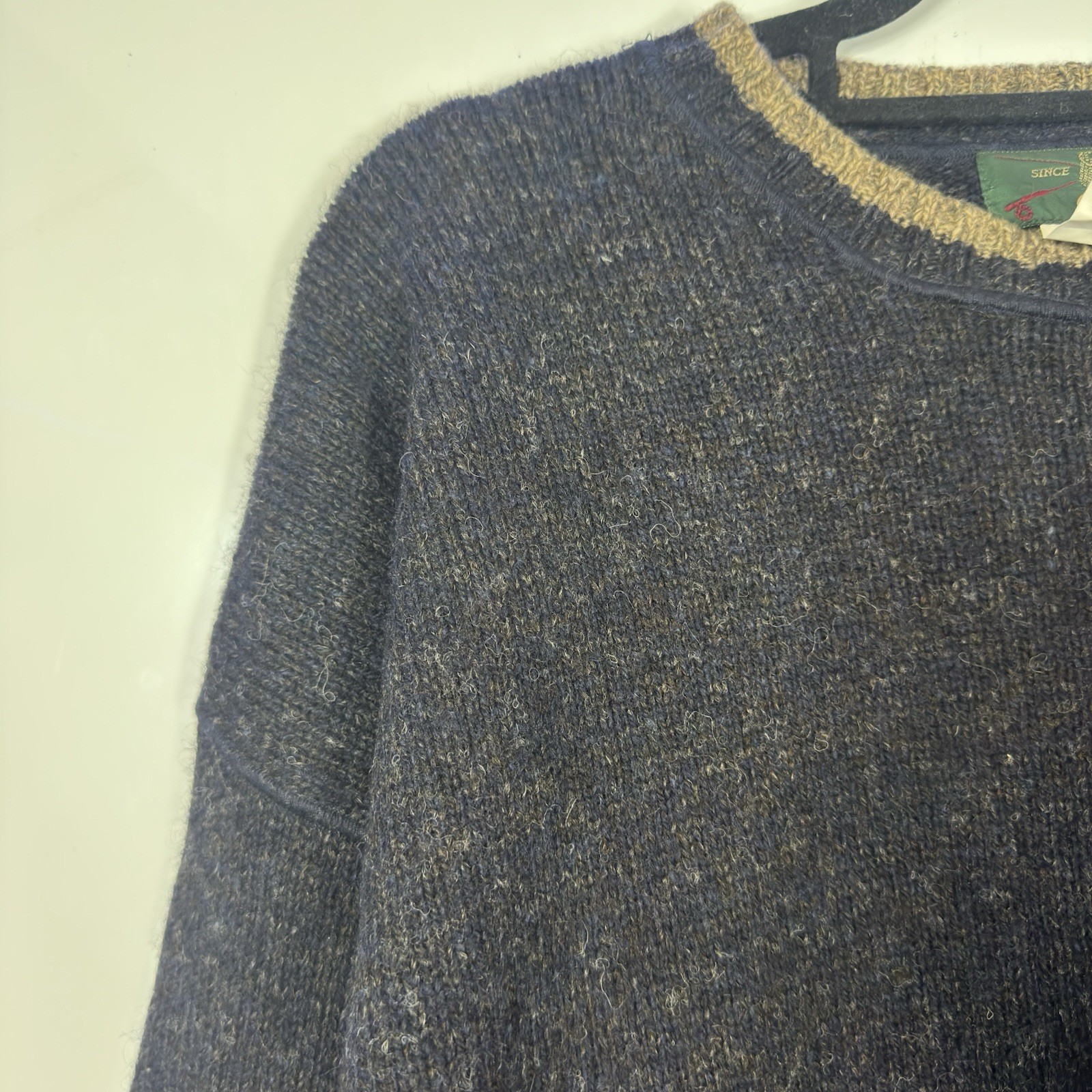 VTG Orvis Sweater Mens XL Blue Wool Crewneck Fisherman Knit Multicolor USA Made