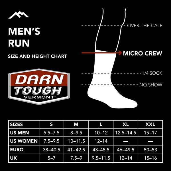Darn Tough 1066 Lichen Men’s Vert Micro Crew Ultra-Lightweight Running Socks USA