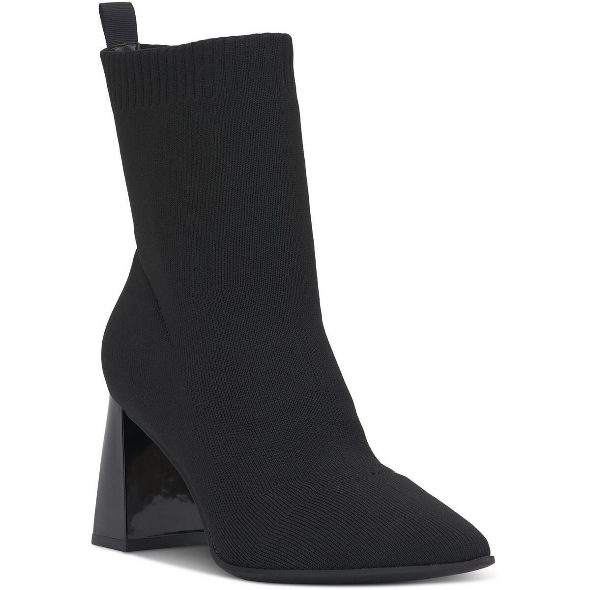 INC Womens XIMENAF Knit Block heel Booties | Black | 5 Medium (B,M)
