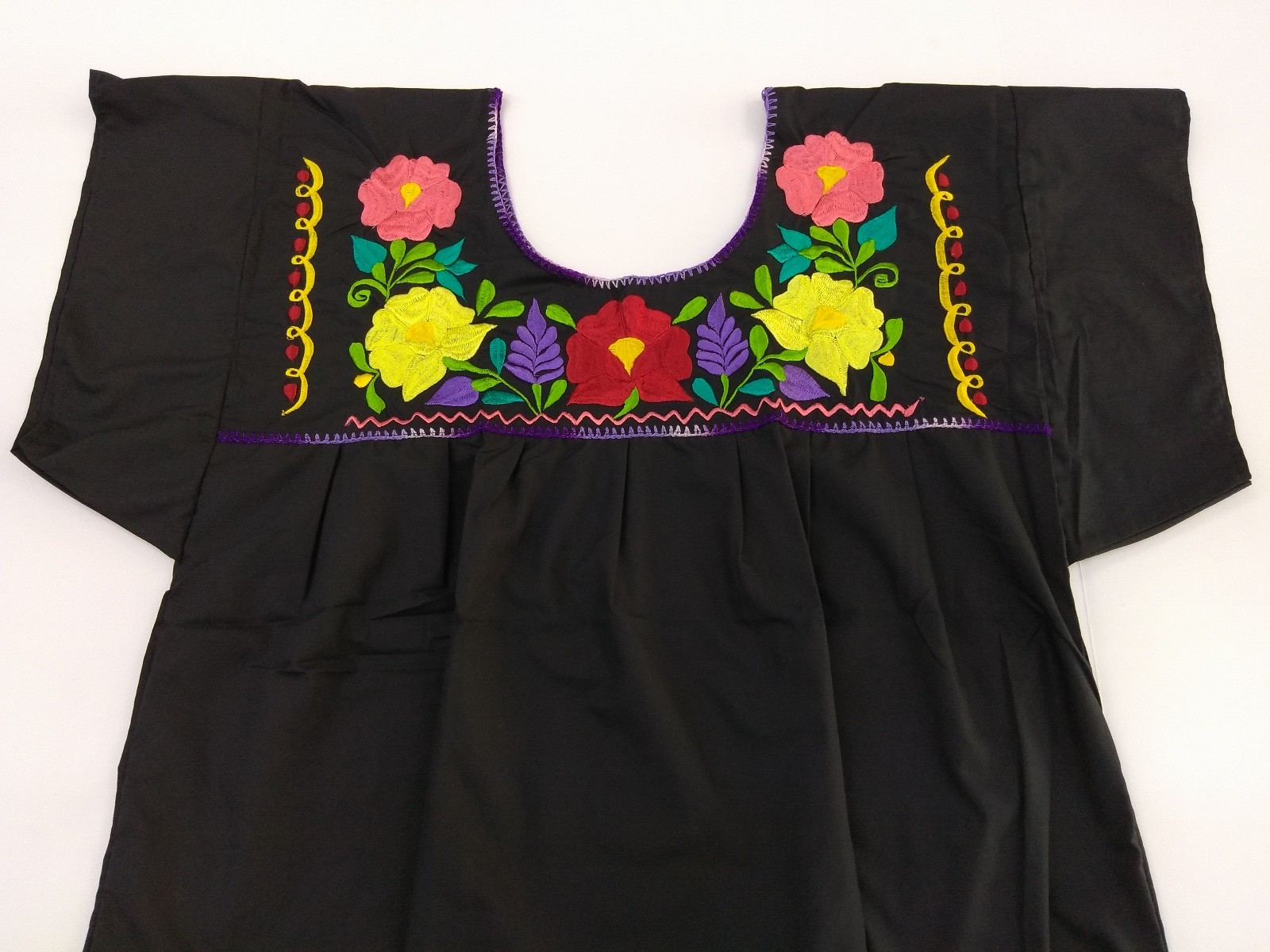 Puebla Mexican Hippie Peasant Vintage Embroidered Blouse Top Assorted Colors