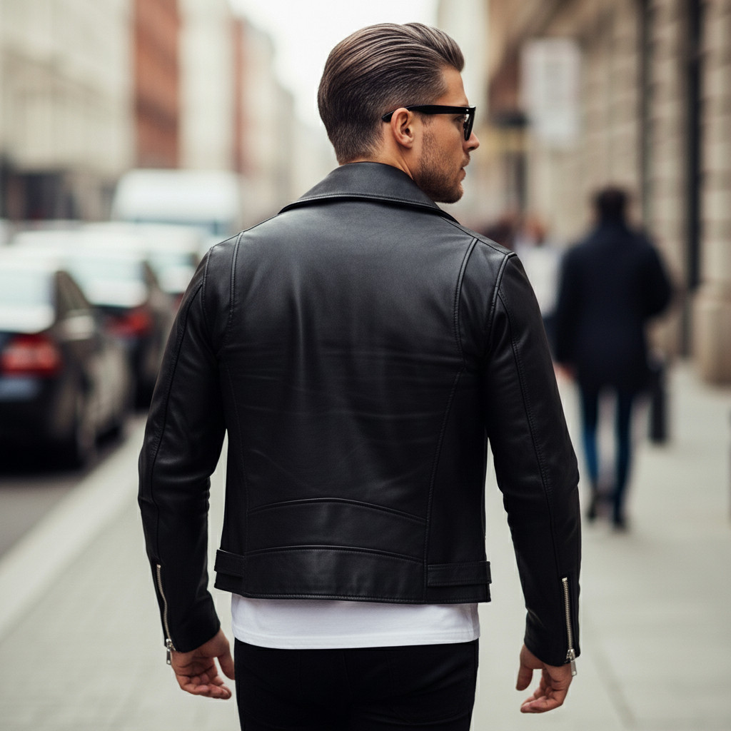 Men’s Retro Buffalo Black Leather Motorcycle Jacket Classic Brando Biker Jacket