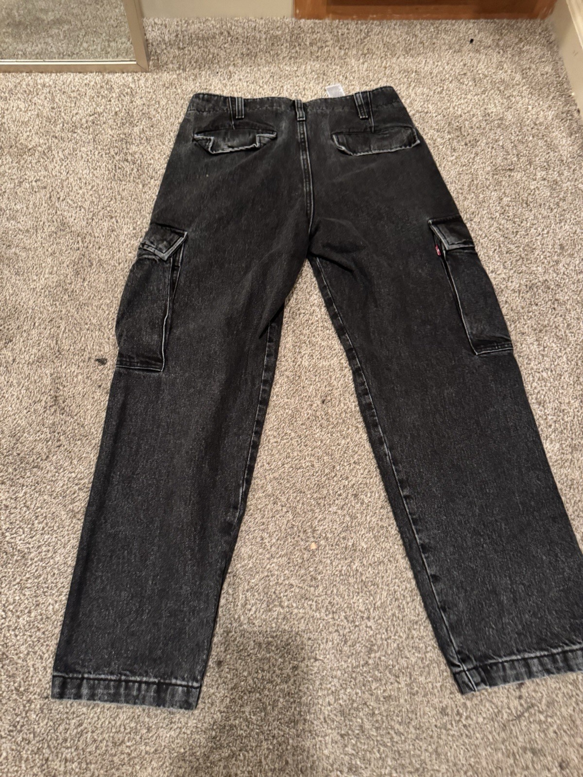Levi’s 568 Loose Cargo Black Washed Jeans Pants Men’s Size 32X32 90’s Style NEW