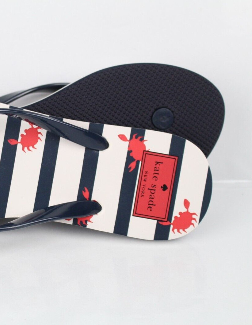 Kate Spade Sandals Nova Lobster Flip Flops Flat Navy White Red Lightweight