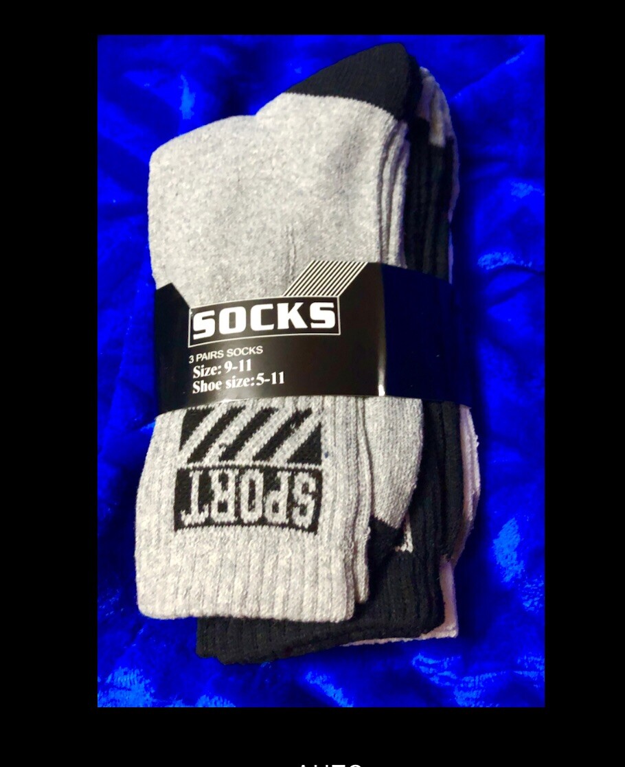 3pk sport winter crew socks 80% cotton,2mm-4mm Thickness,UNISEX,black,white,gray