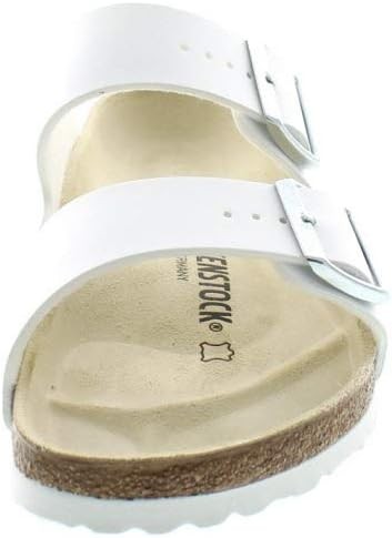 BIRKENSTOCK UNISEX ARIZONA LEATHER SANDALS – SIZE: MEN 4 WOMEN 6 – WHITE/BEIGE