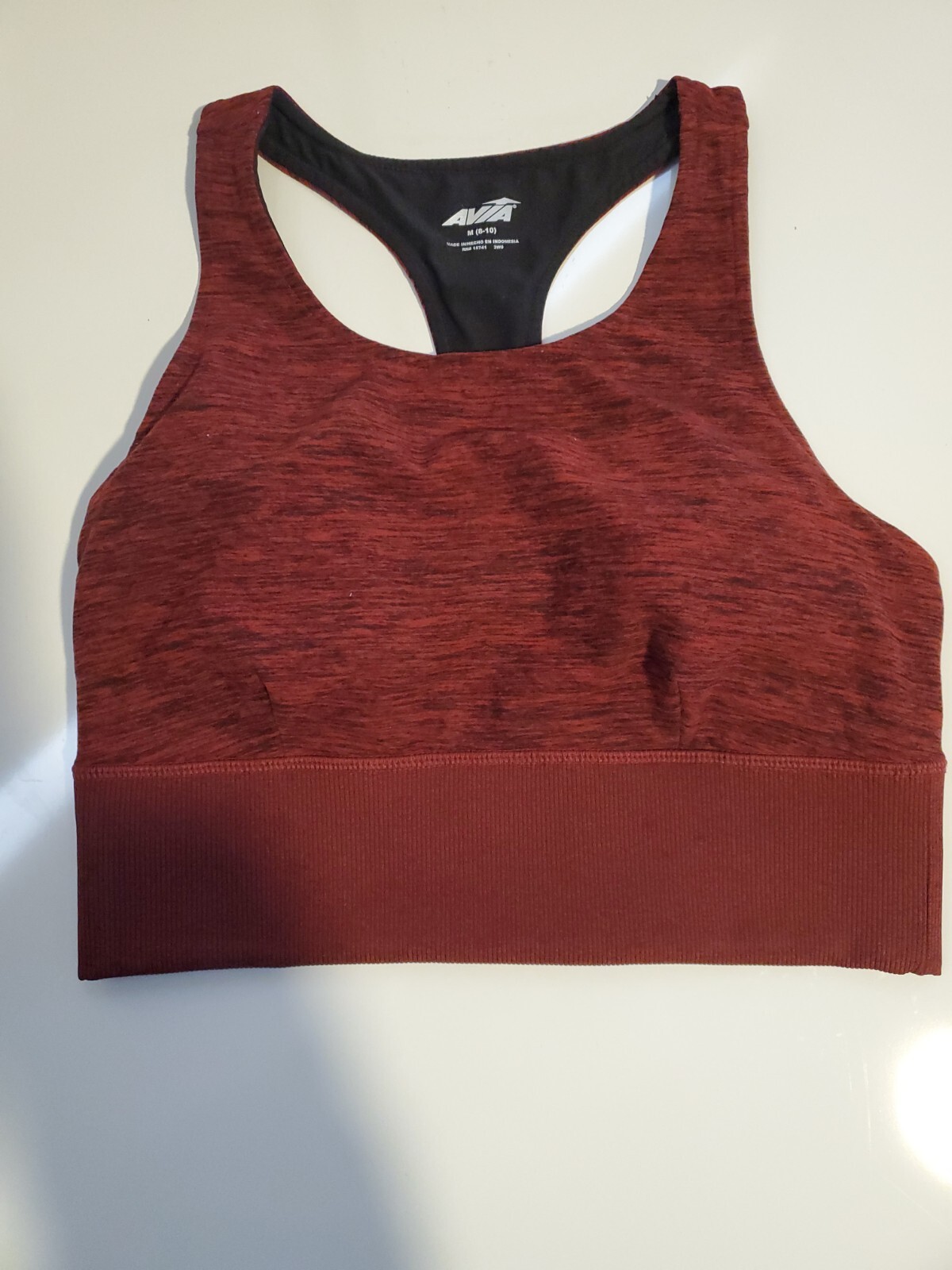 Avia RN 15741 Red T Back Polyester Pullover Sports Bra Size M 8-10
