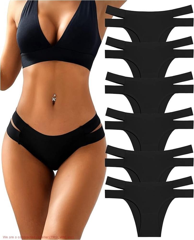 Knowyou Cotton Womens Underwear No Show High Cut BLACK 6 Pack S *SEE DEAL!!!*