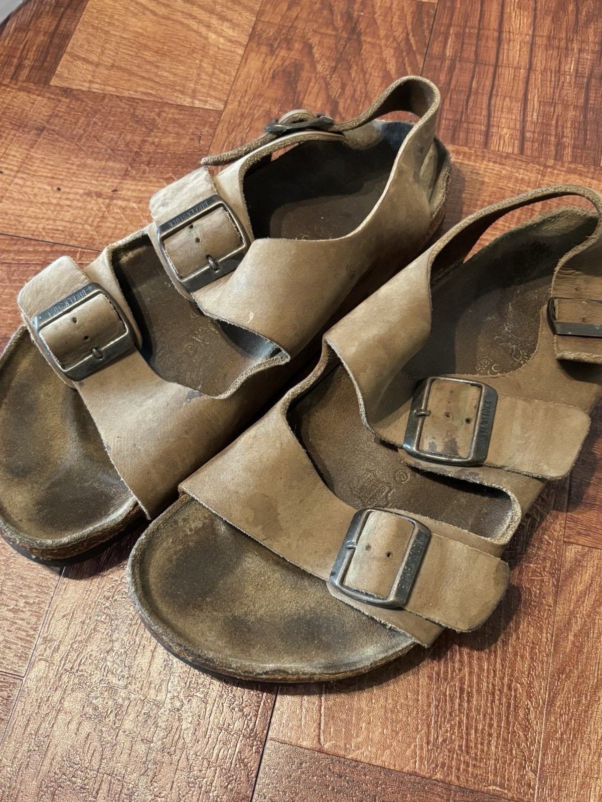 BIRKENSTOCK MILANO Brown Tan Suede Leather Sandals Size 39 W 8 / M 6