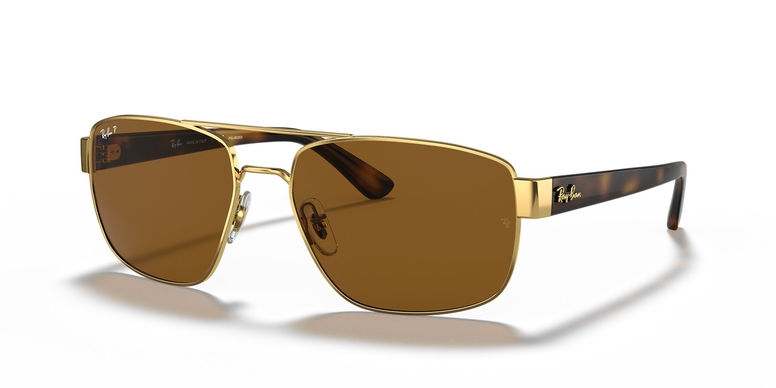Ray-Ban RB3663 Polished Arista Gold/B-15 Brown Polarized 60 mm Sunglasses