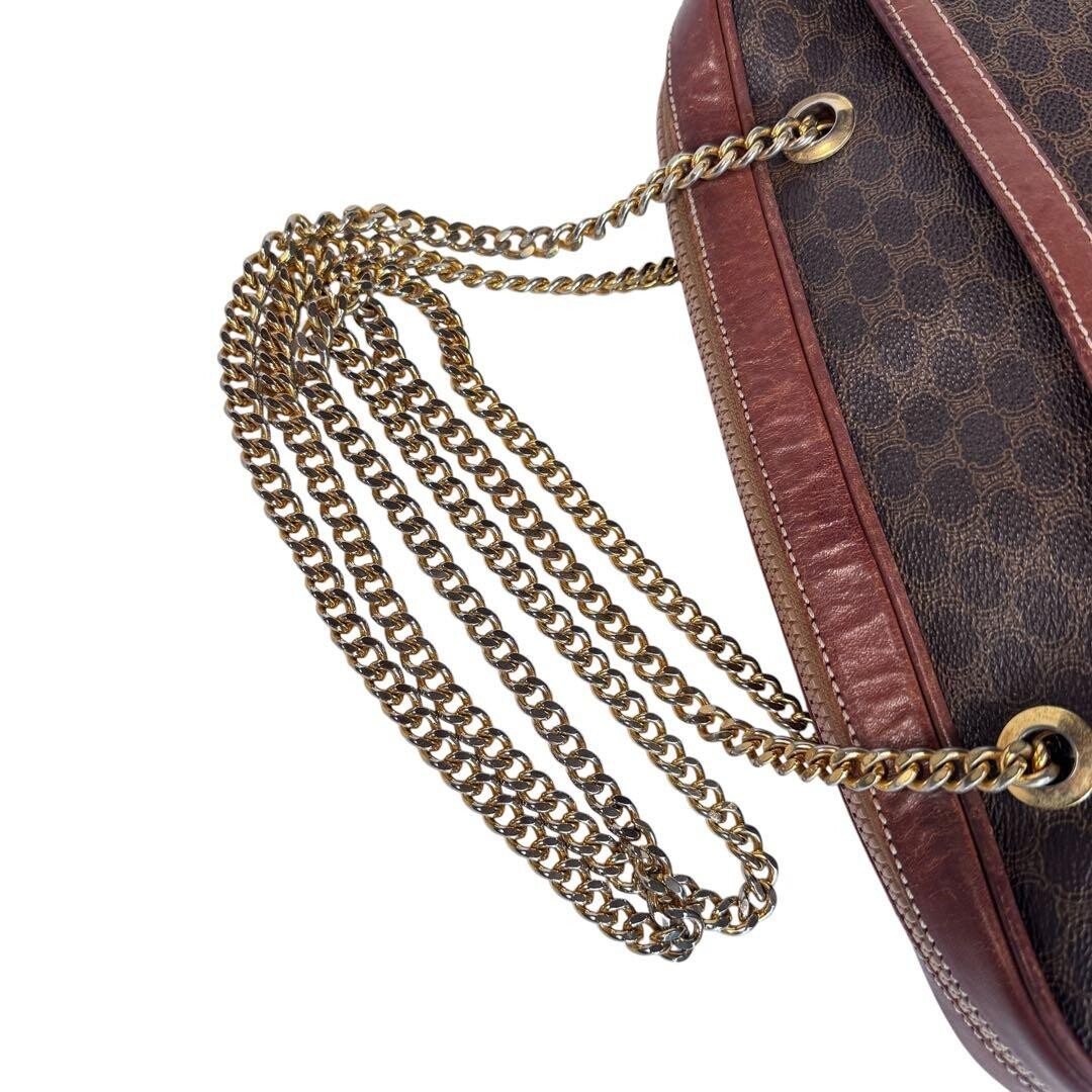 CELINE Shoulder bag Macadam PVC Leather Brown Vintage Authentic From Japan