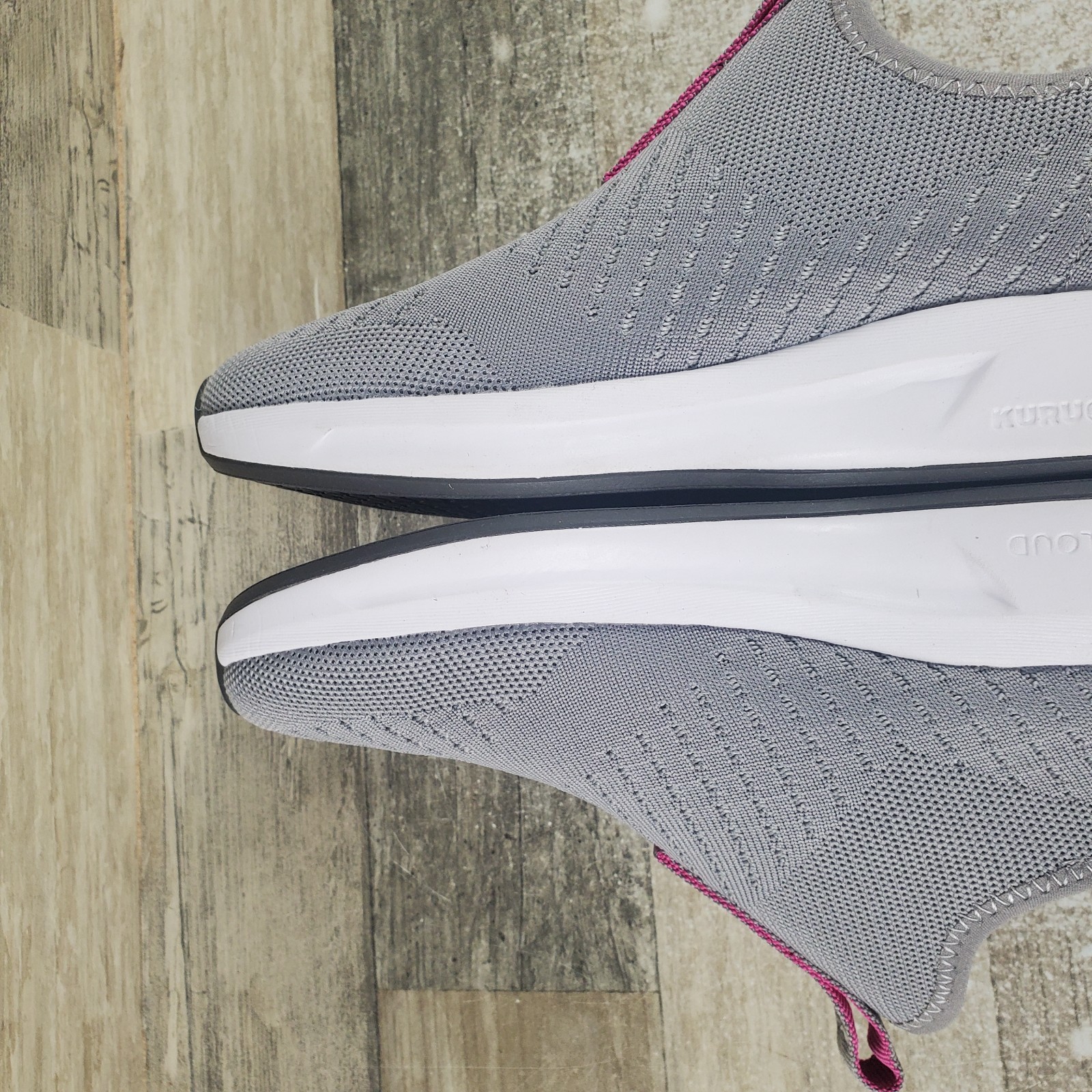Kuru Atom Slip-On Womens Shoes Sz 7.5 M Running Stone Gray Berry Pink Sneakers