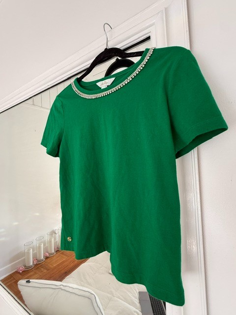 NWOT Lilly Pulitzer XXS Etta Scoop Neck Tee Embellished FABULOUS