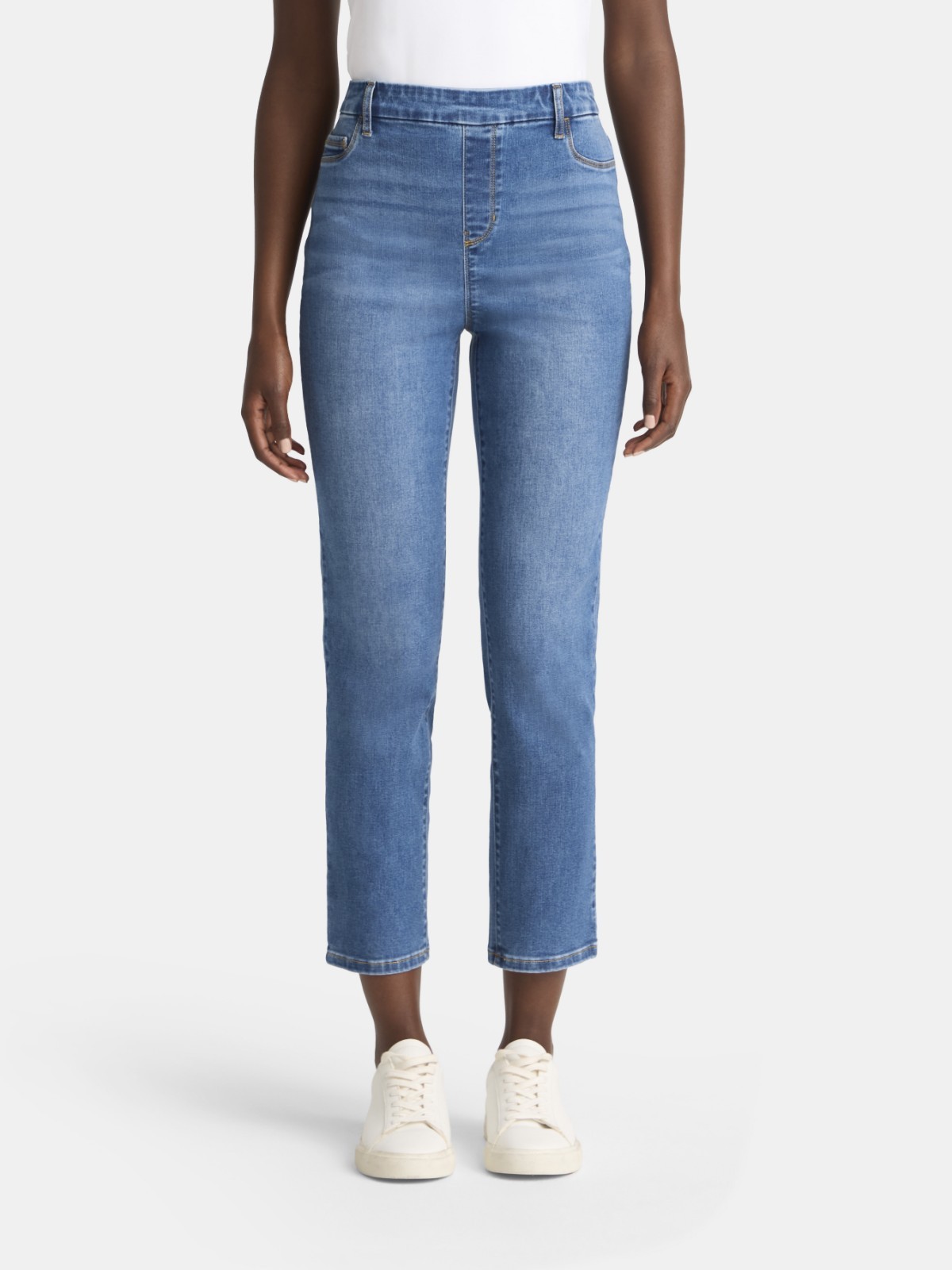 Time and Tru Women’s High Rise Straight Leg Denim Jegging Med Denim