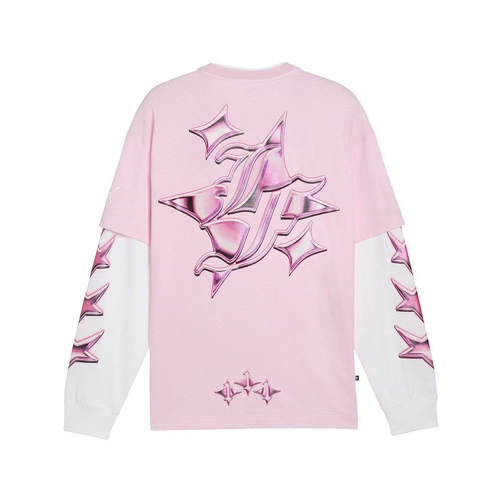 PUMA X Lafrance Pink Heem Crew Neck Long Sleeve T-Shirt Mens Pink Casual Tops 6
