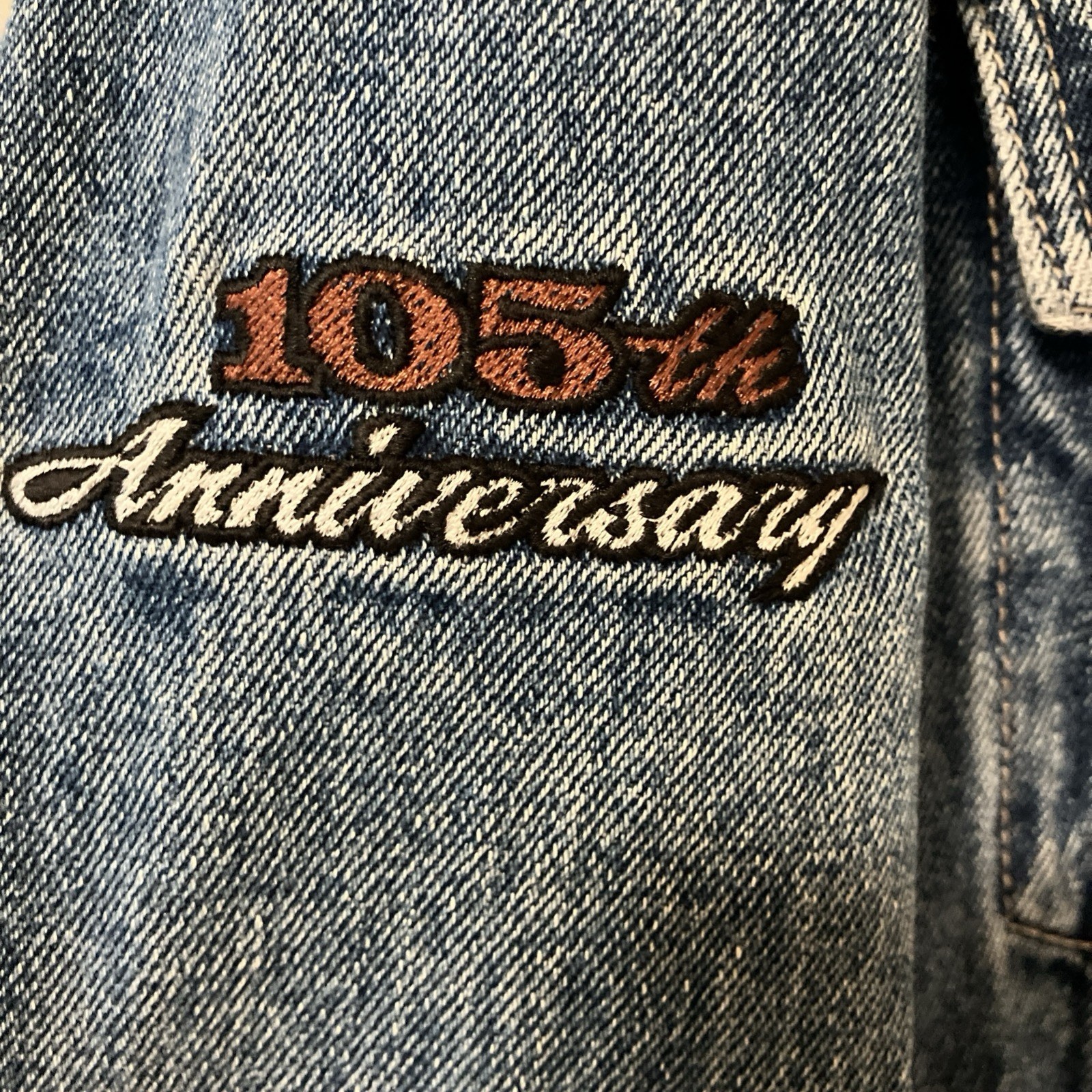 Vintage Harley Davidson Jacket Mens Large Denim 1903-2008 105th Anniversary Coat