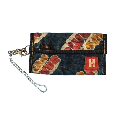 Vintage Hysteric Glamour Denim Trifold Long Wallet with Chain 19cm x 11cm Rare