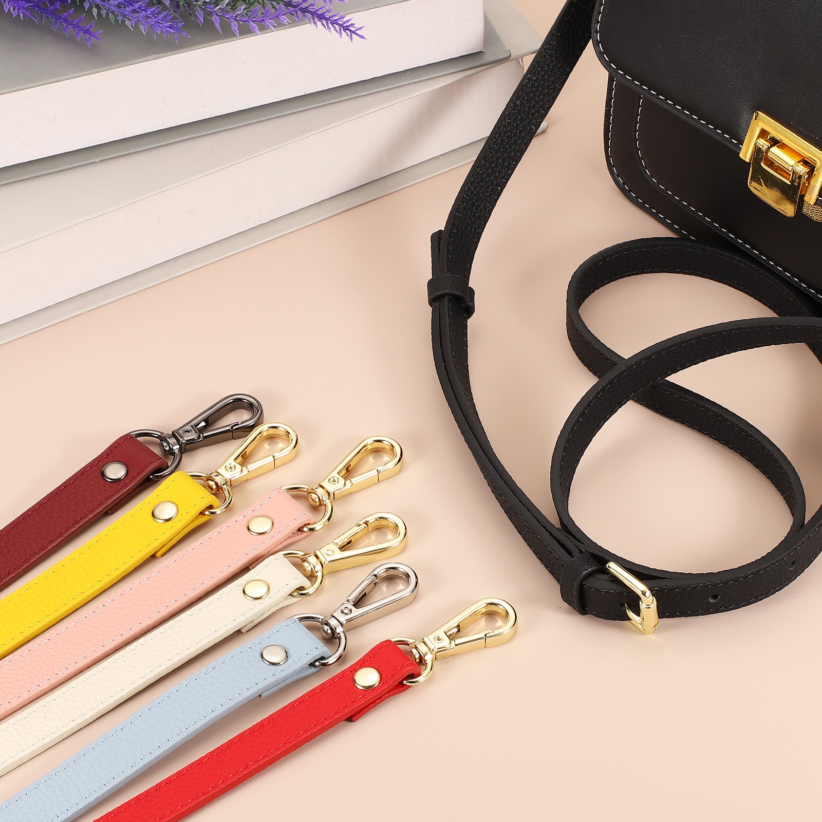 0.7″ Genuine Leather Purse Strap for Bag Dark Blue Black Buckle