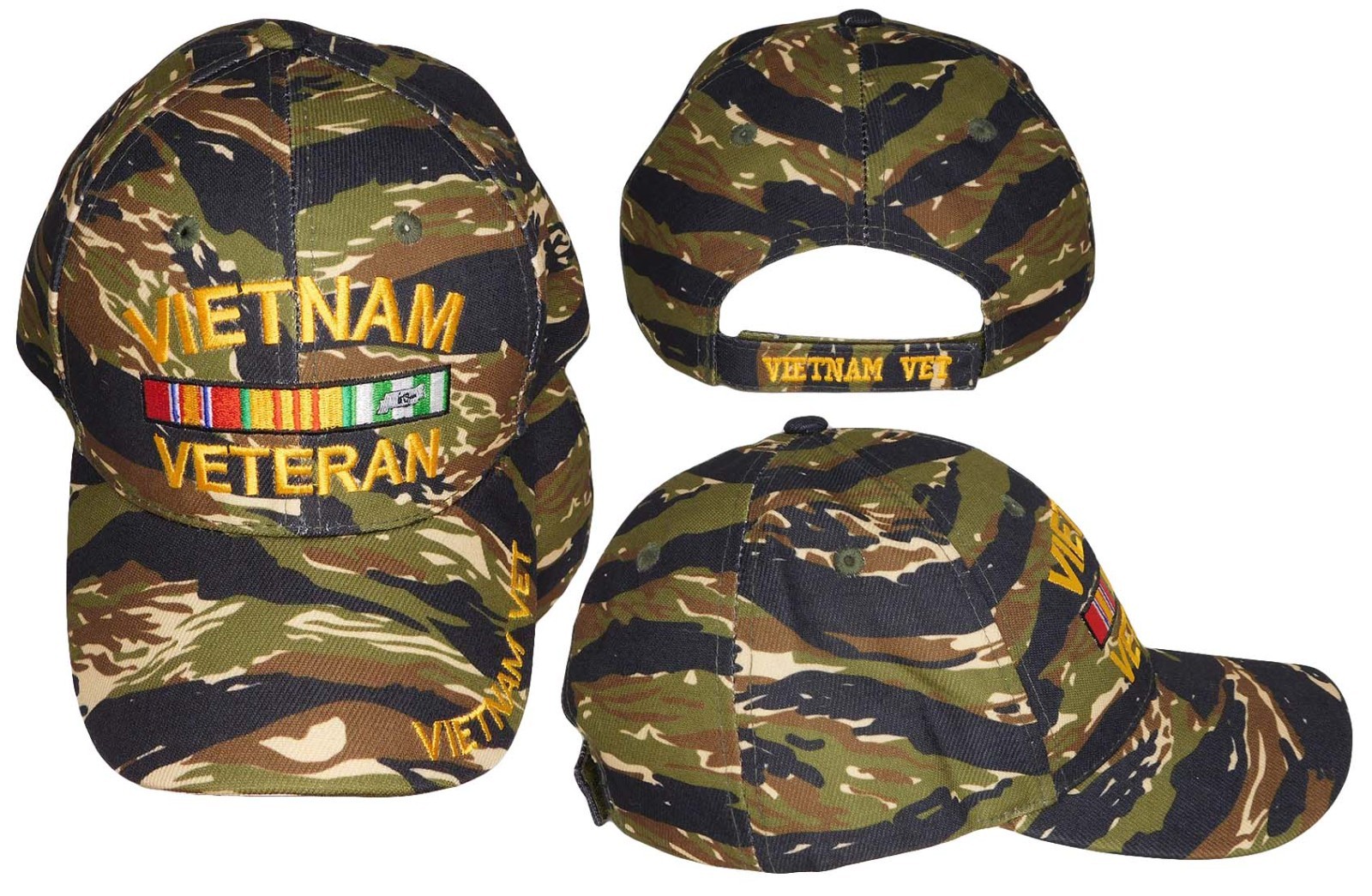 Vietnam Veteran Ribbon Woodland Camouflage Acrylic Embroidered Hat Cap Licensed