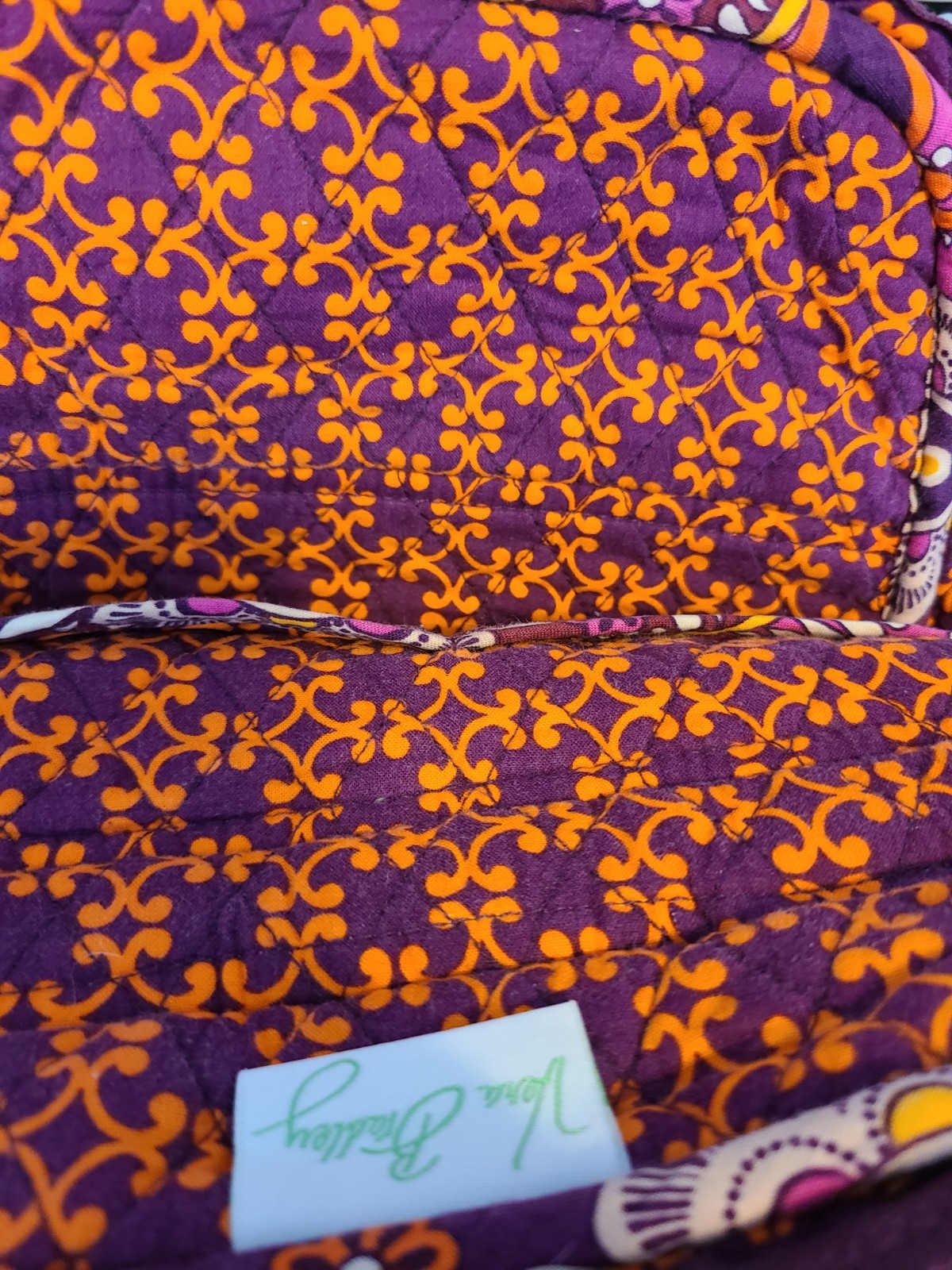 Vera Bradley Paisley Backpack Purple Orange Pink Zip Adjustable Straps Pockets