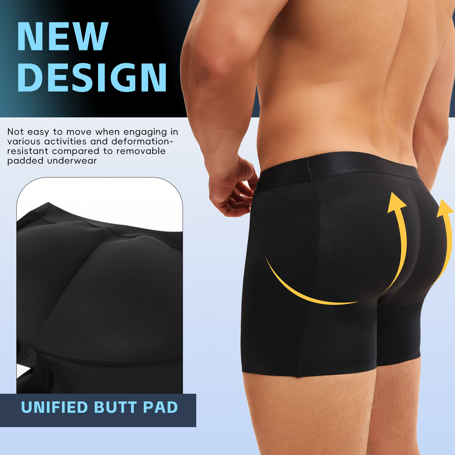 Mens Padded Briefs Butt Lifter Enhancer Hip Underwear Body Shaper Shorts Trunks
