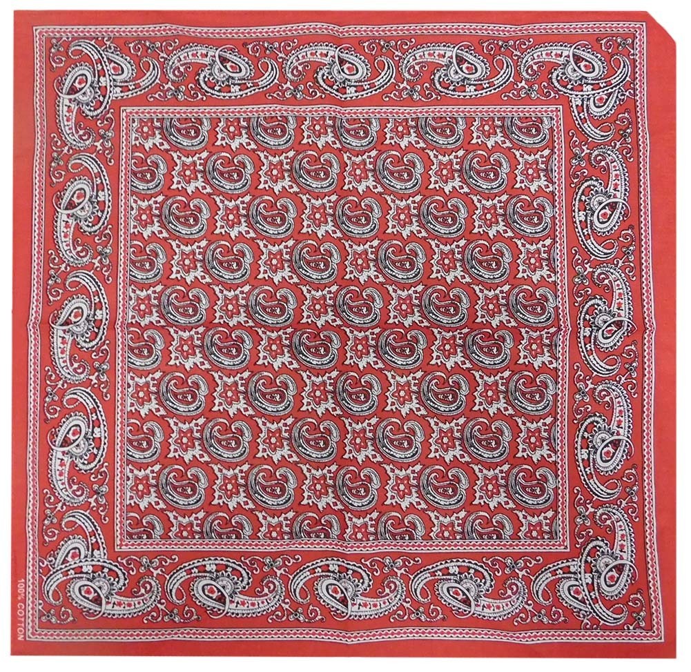 Vintage Red Paisley 22″x22″ Cotton Bandana Bandanna