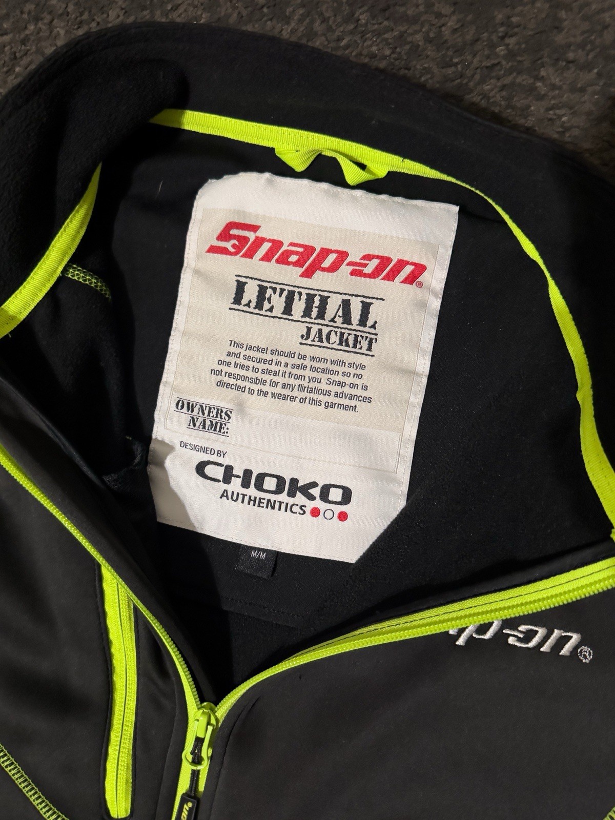 Snap-on Men’s Black Green Full Zip Jacket with Multiple Pockets Size M