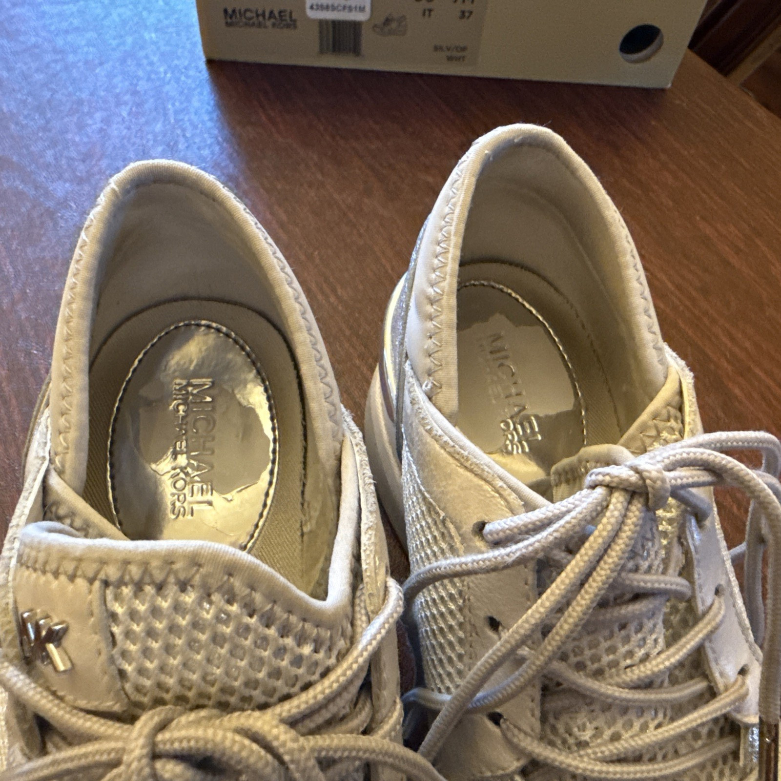 Michael Kors Shoes Liv Trainer Metallic Sparkle Air Mesh Woman, Size 7, Nice!